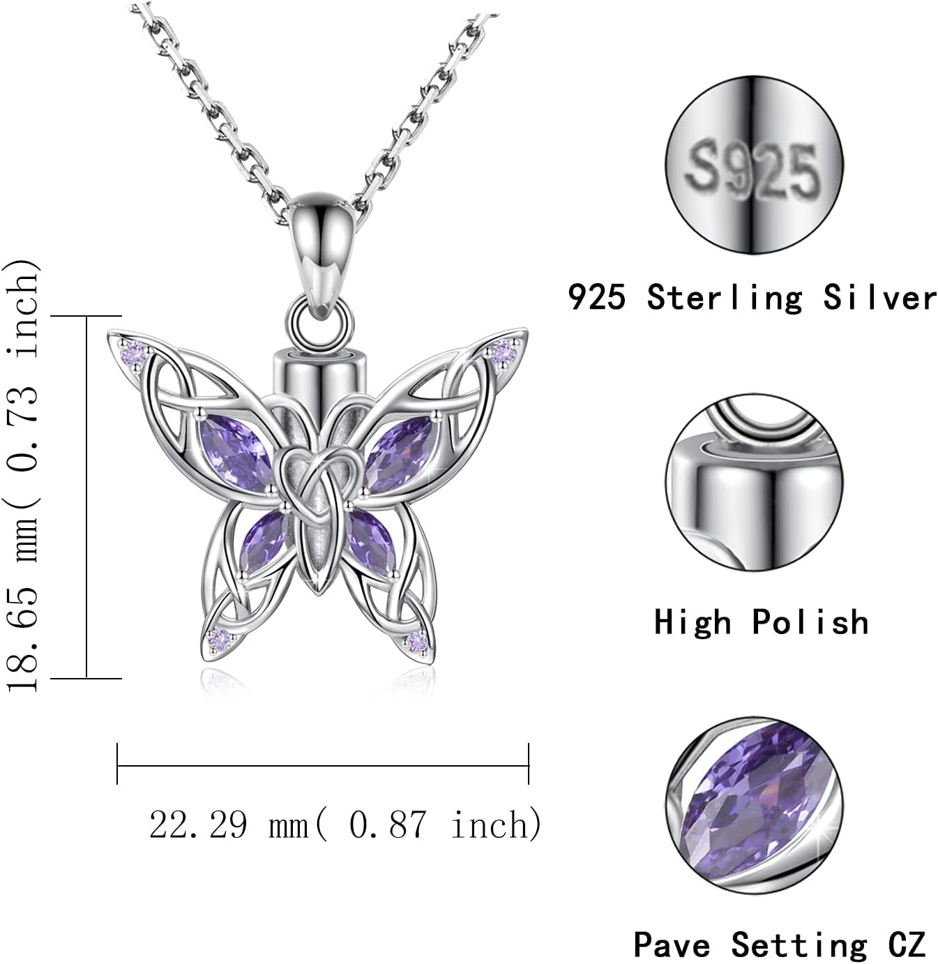Butterfly Urn Necklace – Sterling Silver Keepsake for Loss & Remembrance