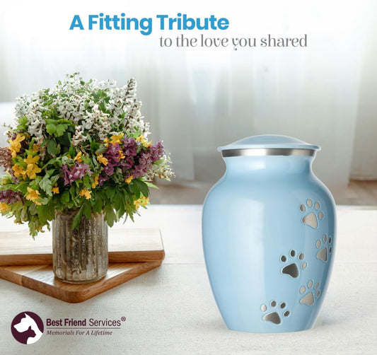 Ottillie Paws Pet Urn – Hand-Carved Aluminum Keepsake for Pets Ashes
