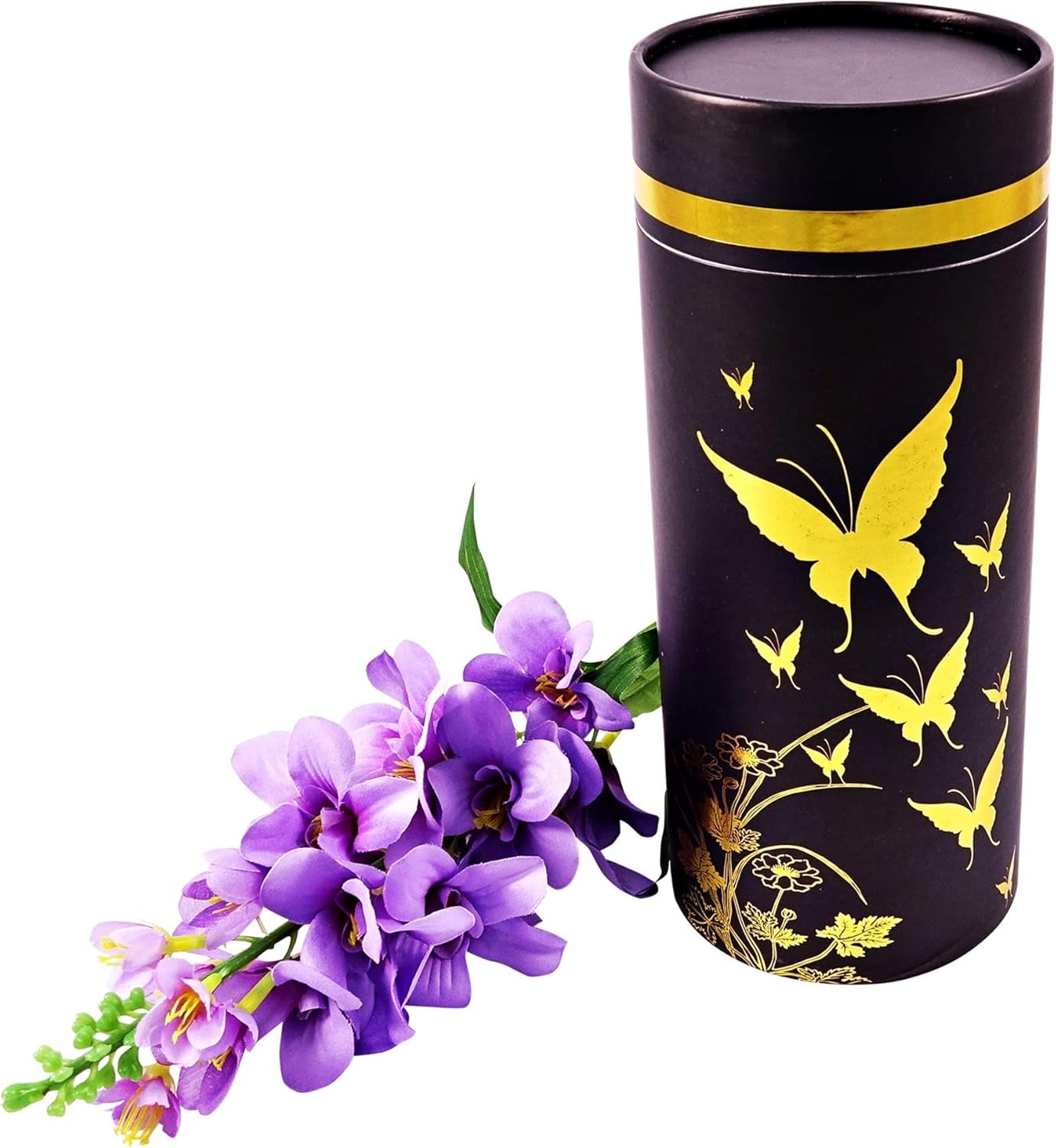 Eco-Friendly Ashes Urn – Golden Butterflies Design for Human Cremains (Large)