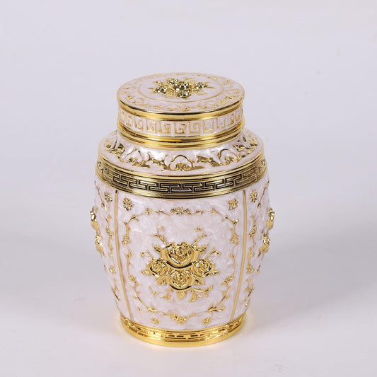 Gold Rose Ashes Urn – Baby/Son Memorial, 70 cu in Capacity
