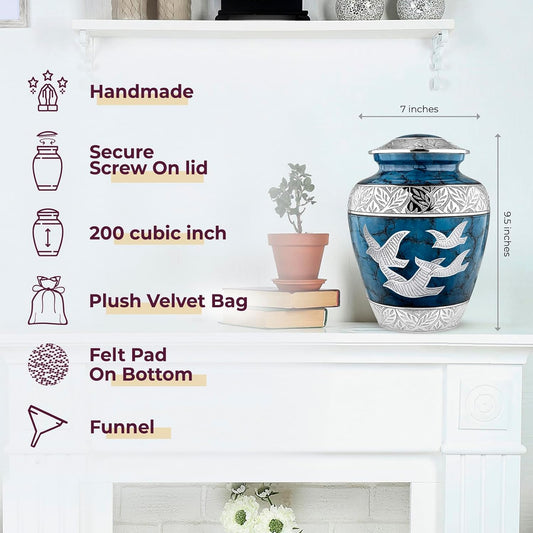 Eternal Flight Blue Dove Cremation Urn
