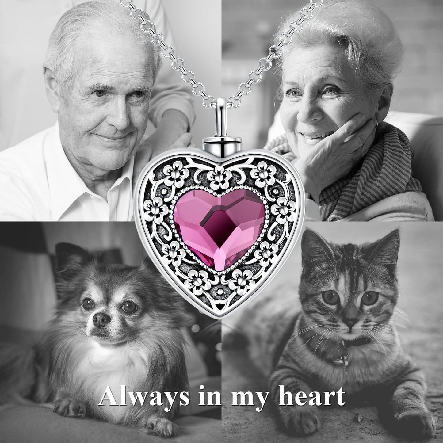 Flower Heart Urn Necklace – Sterling Silver Ash Keepsake with Filler Kit