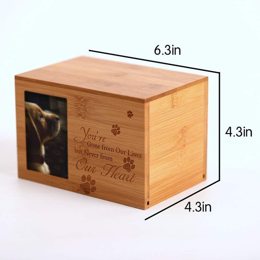 Wooden Dog Urn – Pet Ashes Photo Memorial