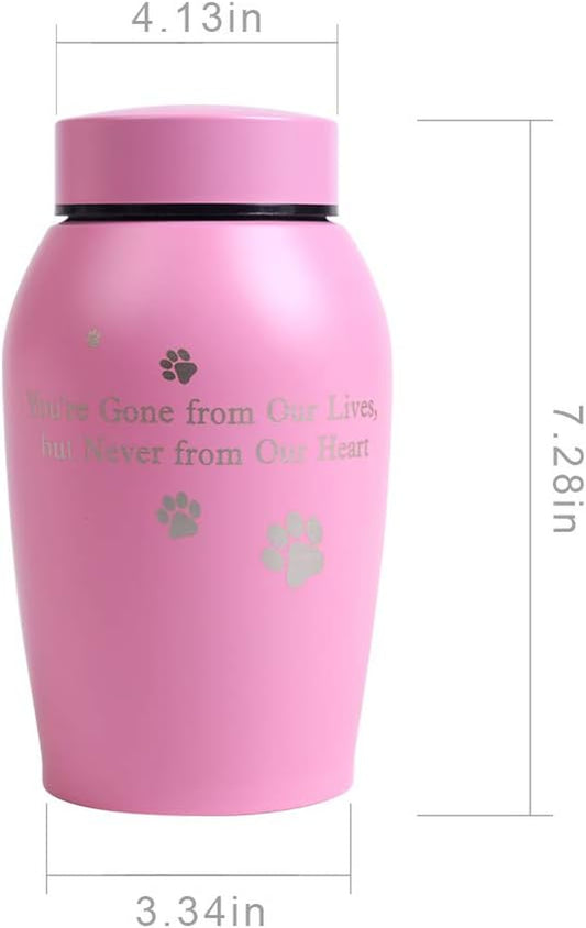 Pink Pet Cremation Urn – "Paw Prints on My Heart" Memorial