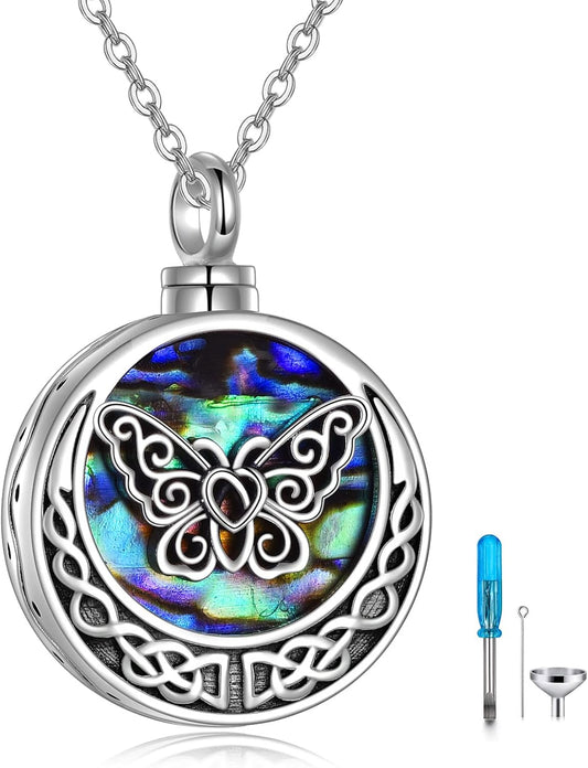 Urn Necklaces for Ashes 925 Sterling Silver Abalone Shell Tree of Life Cremation Jewelry for Ashes Memory Jewelry for Women Men