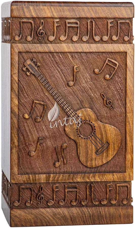 Guitar Cremation Urn – Medium Wooden Memorial Box for Ashes
