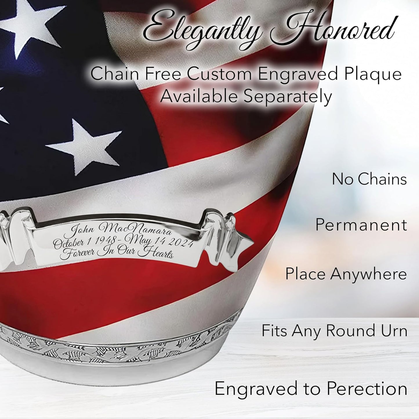 Patriotic Urn for Ashes – American Flag Design, Adult Size