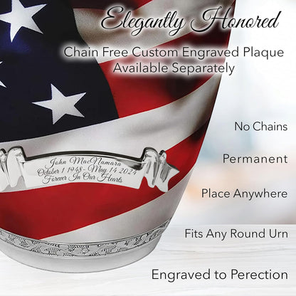 Patriotic Urn for Ashes – American Flag Design, Adult Size
