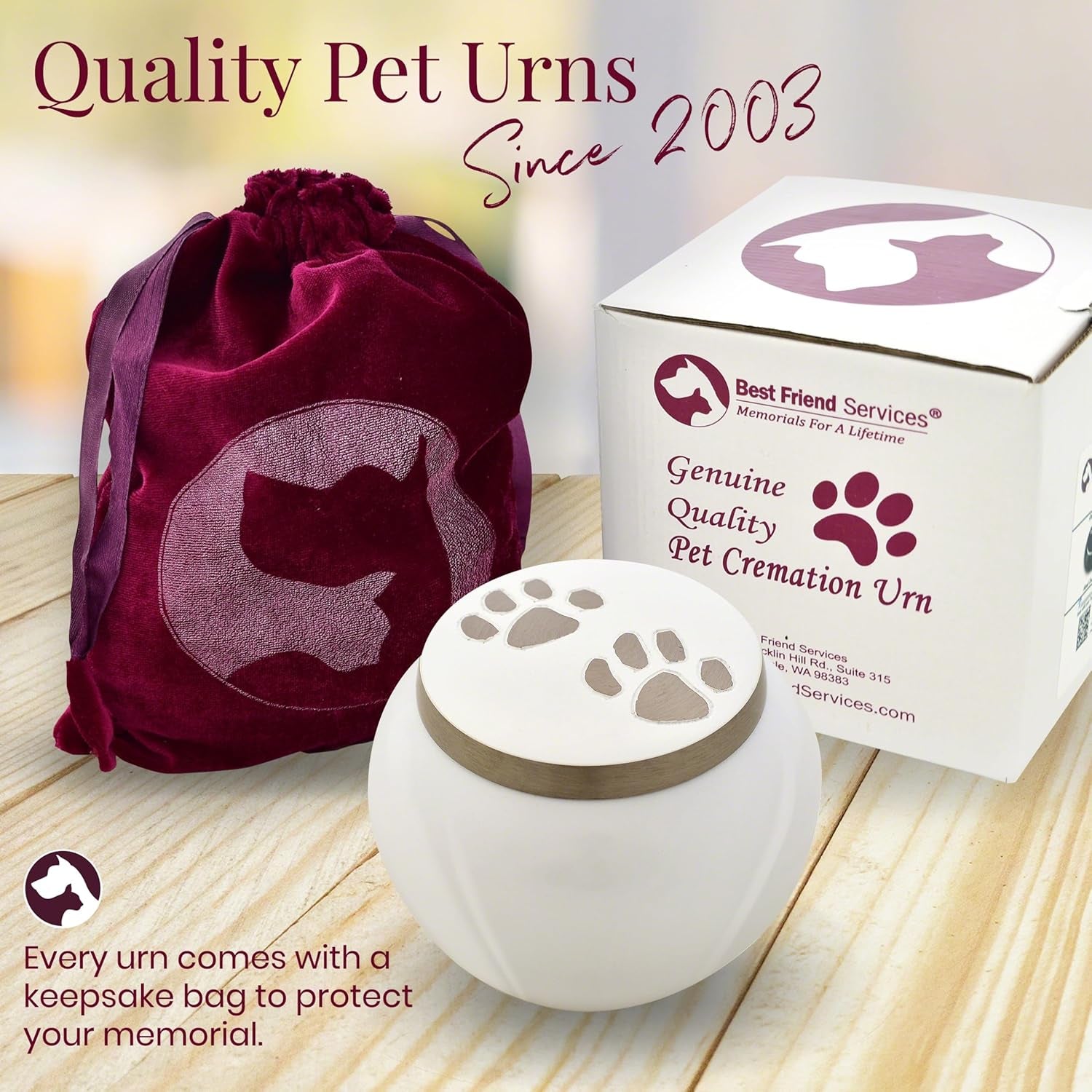 Small Pet Urn – Mia Series Memorial for Dog & Cat Ashes (25 lbs)