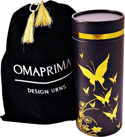Eco-Friendly Ashes Urn – Golden Butterflies Design for Human Cremains (Large)