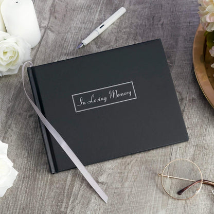 Funeral Guest Book, 9"X7", Black