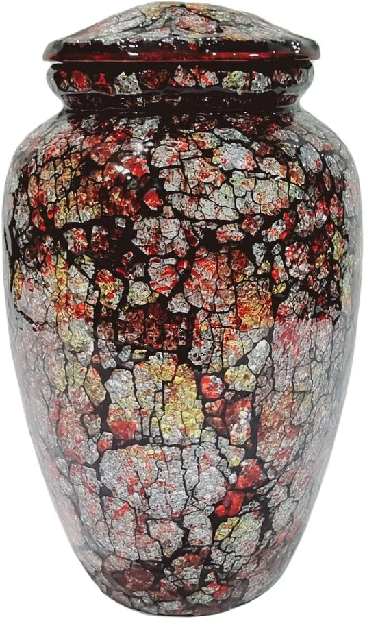 Black Mosaic Glass Urn Handcrafted Cremation Vessel for Adult Ashes