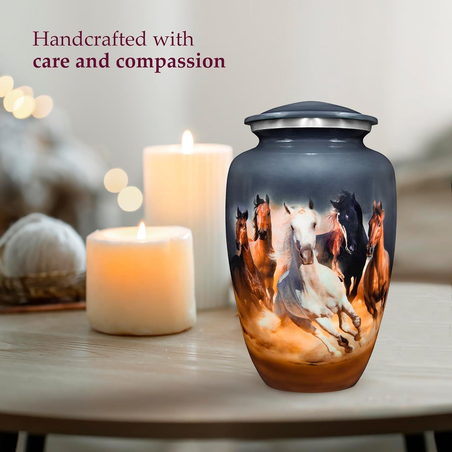 Gray Horse Cremation Urn – Decorative Burial Urn for Adult Ashes