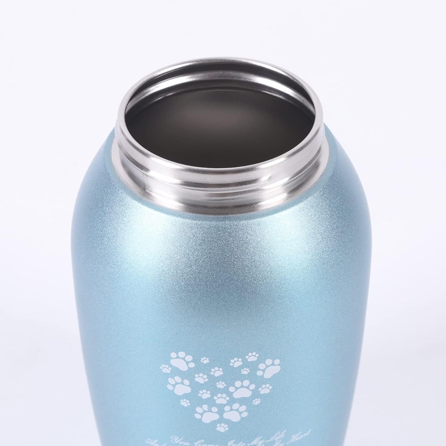 Large Pet Urn – Paws Engraved Stainless Steel Memorial for Ashes