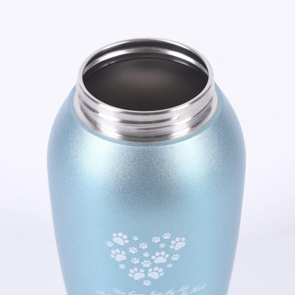 Large Pet Urn – Paws Engraved Stainless Steel Memorial for Ashes