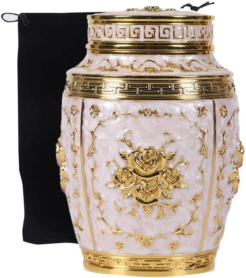 Gold Rose Ashes Urn – Baby/Son Memorial, 70 cu in Capacity