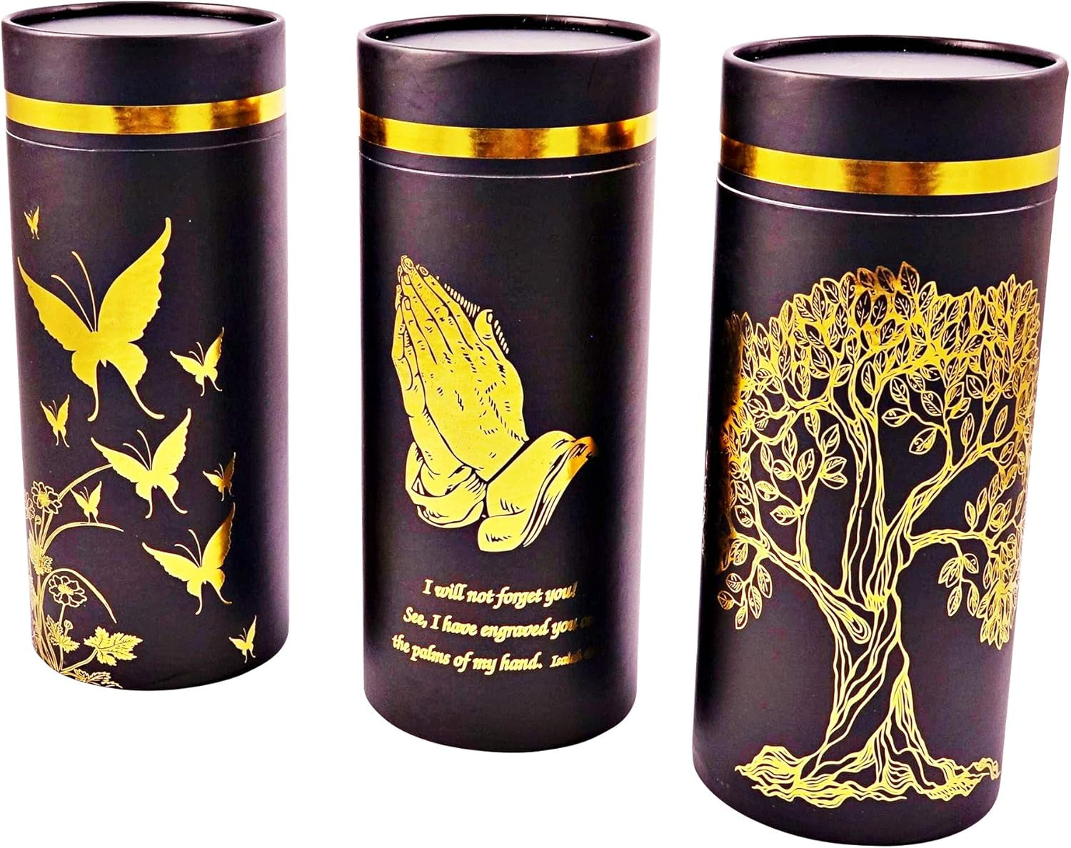 Eco-Friendly Ashes Urn – Golden Butterflies Design for Human Cremains (Large)