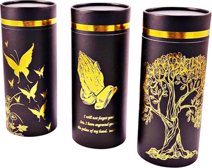 Eco-Friendly Ashes Urn – Golden Butterflies Design for Human Cremains (Large)