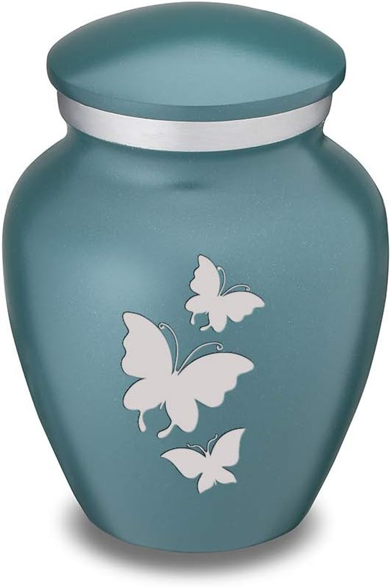 Embrace Butterfly Keepsake Urn – Teal for Human Ashes (3.5 lbs)