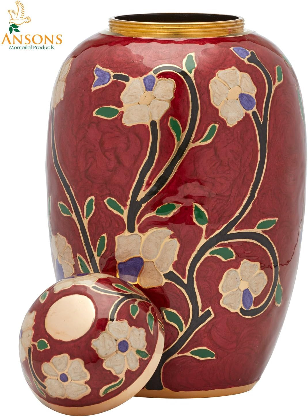 Flower Funeral Urn – Flora Red Brass Urn for Human Ashes