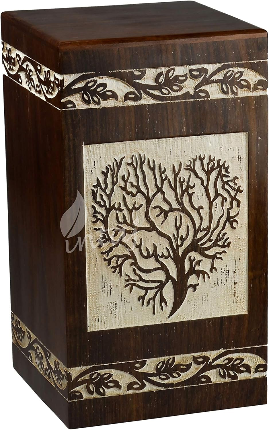 Large Rosewood Cremation Urn – Hand-Engraved Tree of Life Design