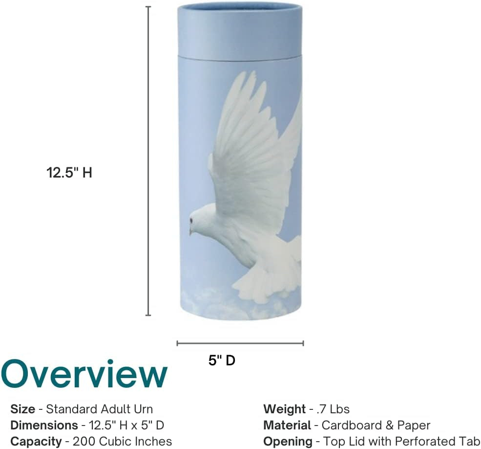 Eco-Friendly Cremation Urn – Dove Design, 12.5" High