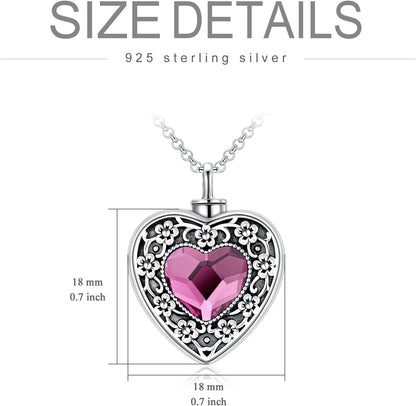 Flower Heart Urn Necklace – Sterling Silver Ash Keepsake with Filler Kit