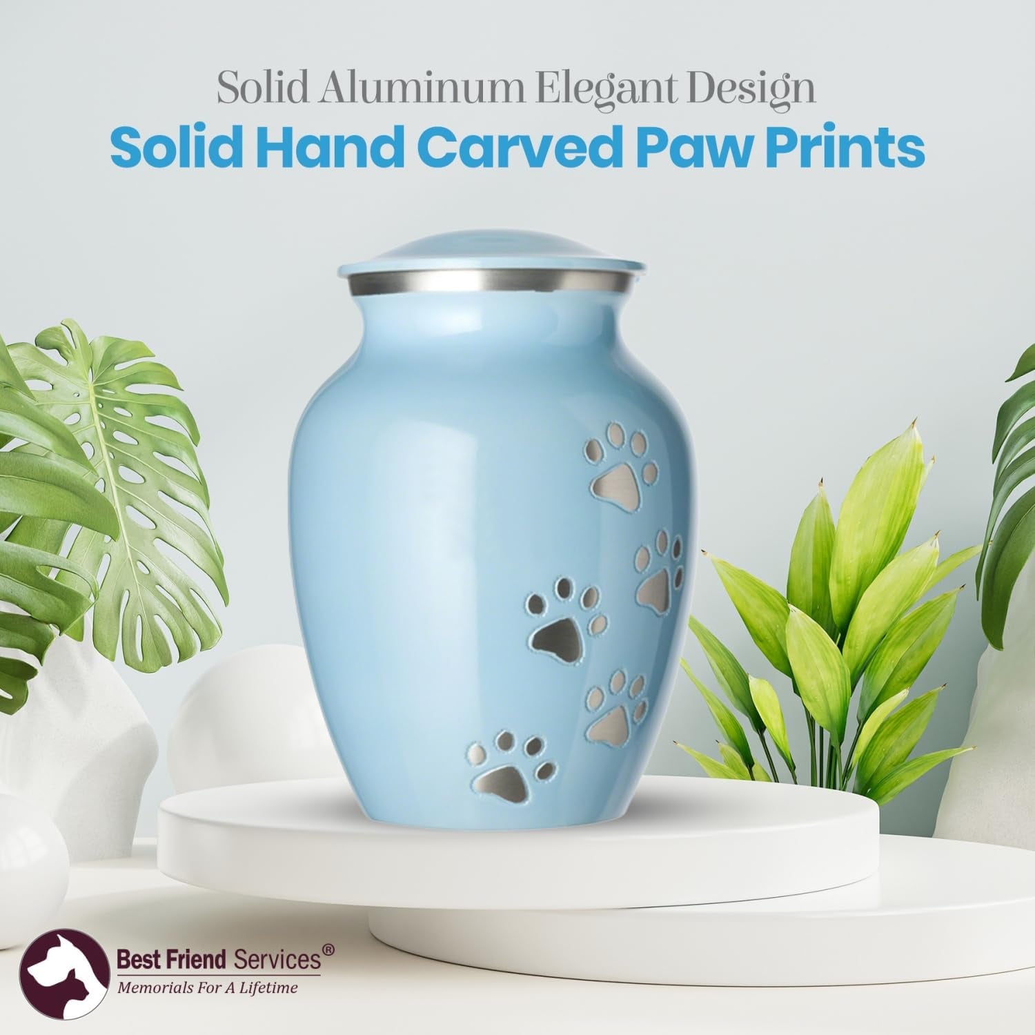 Ottillie Paws Pet Urn – Hand-Carved Aluminum Keepsake for Pets Ashes