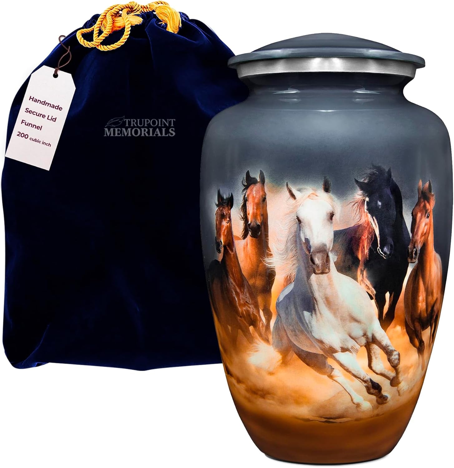 Gray Horse Cremation Urn – Decorative Burial Urn for Adult Ashes