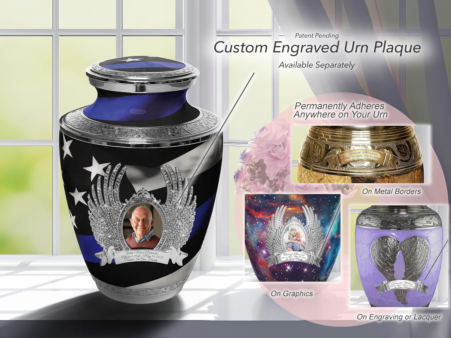 Blue Line Flag Cremation Urn – Patriotic Memorial for Police & First Responders