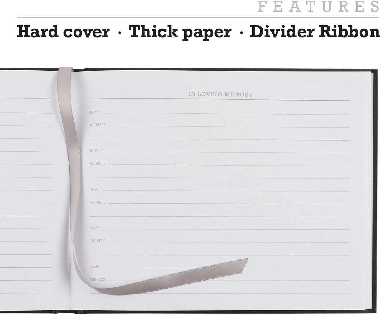 Funeral Guest Book, 9"X7", Black