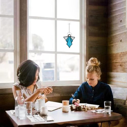 Memorial Angel Ornament – Stained Glass Sympathy Gift (Blue)