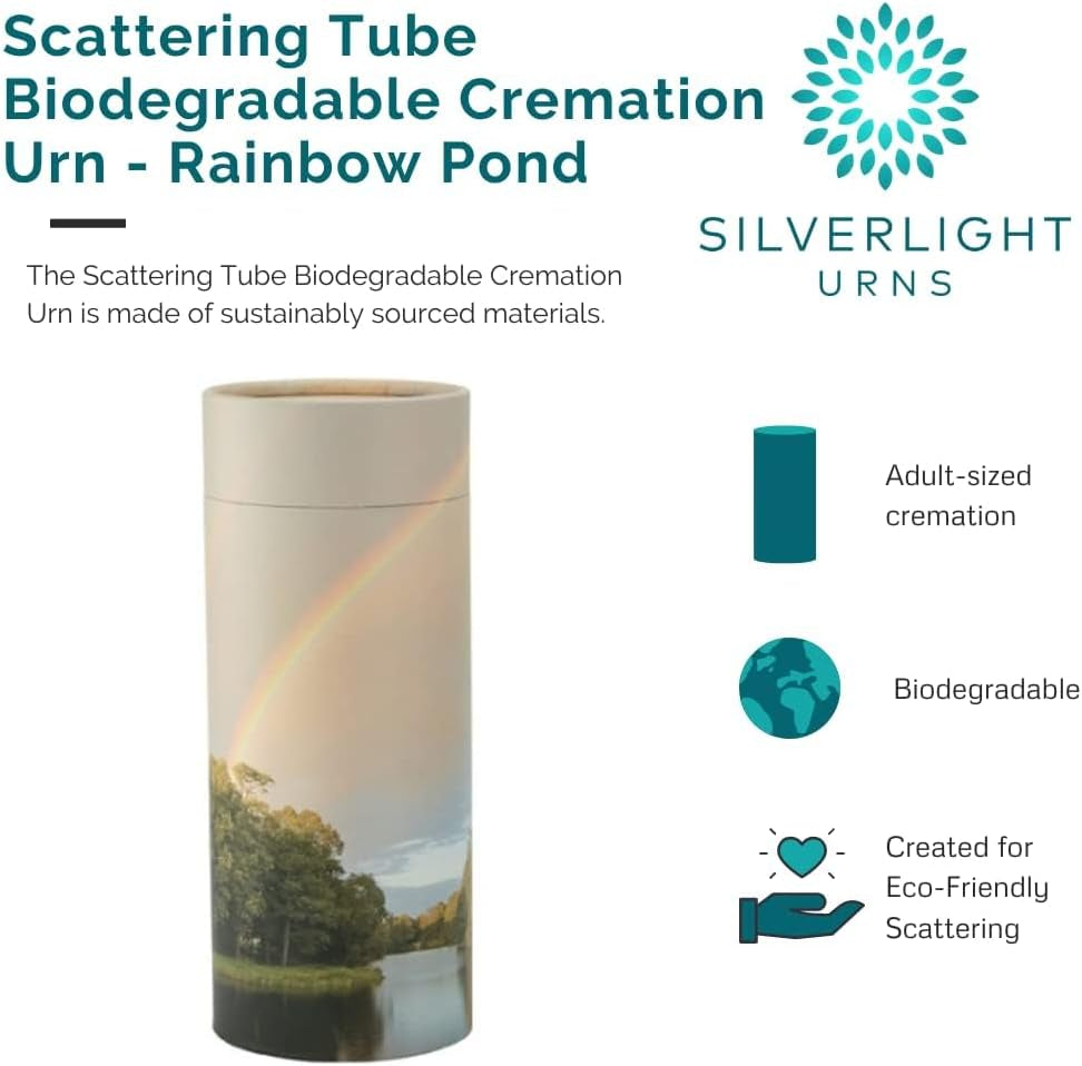 Rainbow Pond Scattering Tube, Biodegradable Cremation Urn for Adults 12.5" High