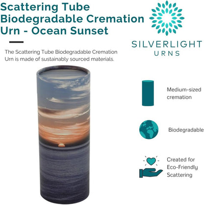 Eco-Friendly Ashes Urn – Ocean Sunset Scattering Tube (10" High)