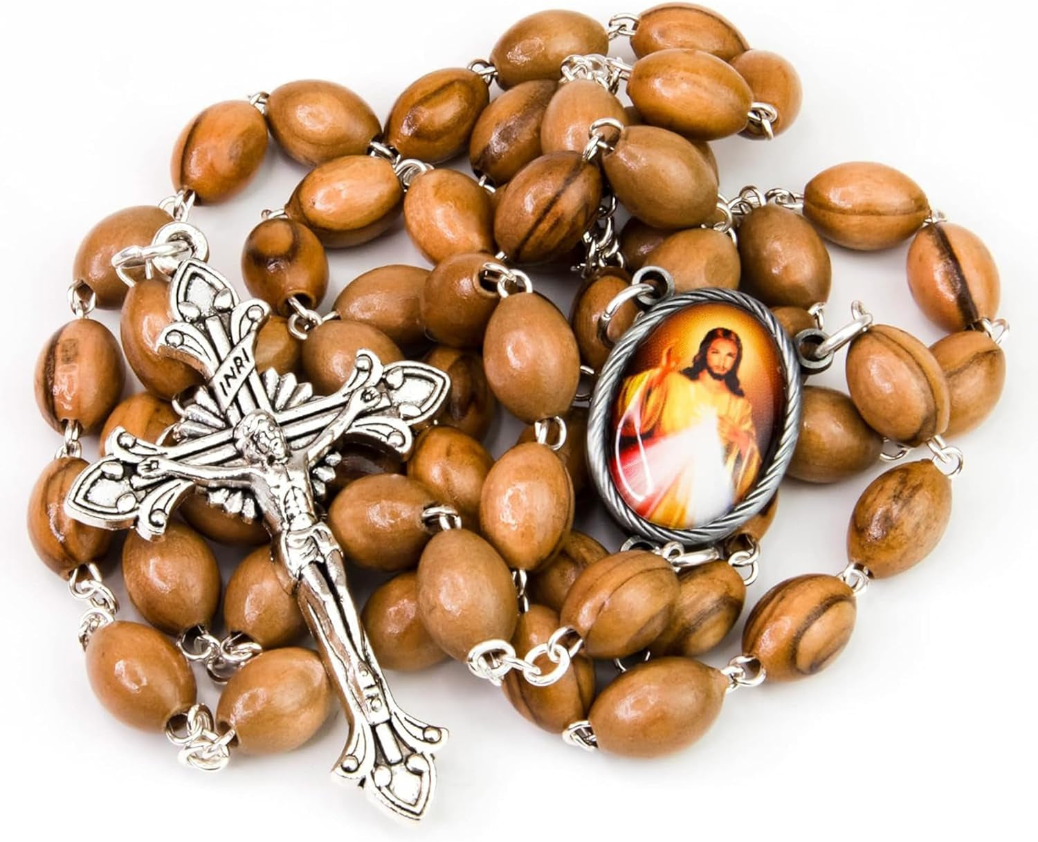 Olive Wood Catholic Rosary – Divine Mercy & Crucifix from Israel