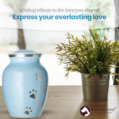 Ottillie Paws Pet Urn – Hand-Carved Aluminum Keepsake for Pets Ashes
