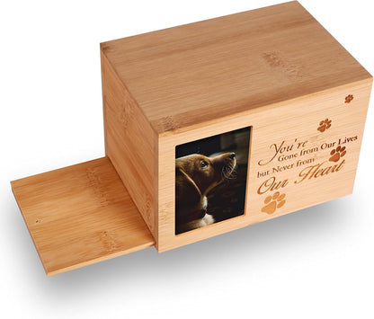 Wooden Dog Urn – Pet Ashes Photo Memorial
