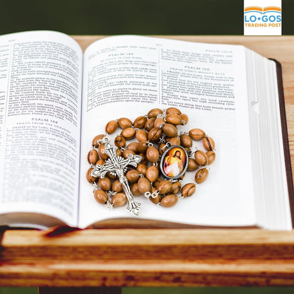 Olive Wood Catholic Rosary – Divine Mercy & Crucifix from Israel