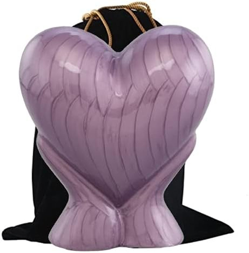 Forever Heart Metal Urn (Purple) – Adult Cremation with Velvet Bag