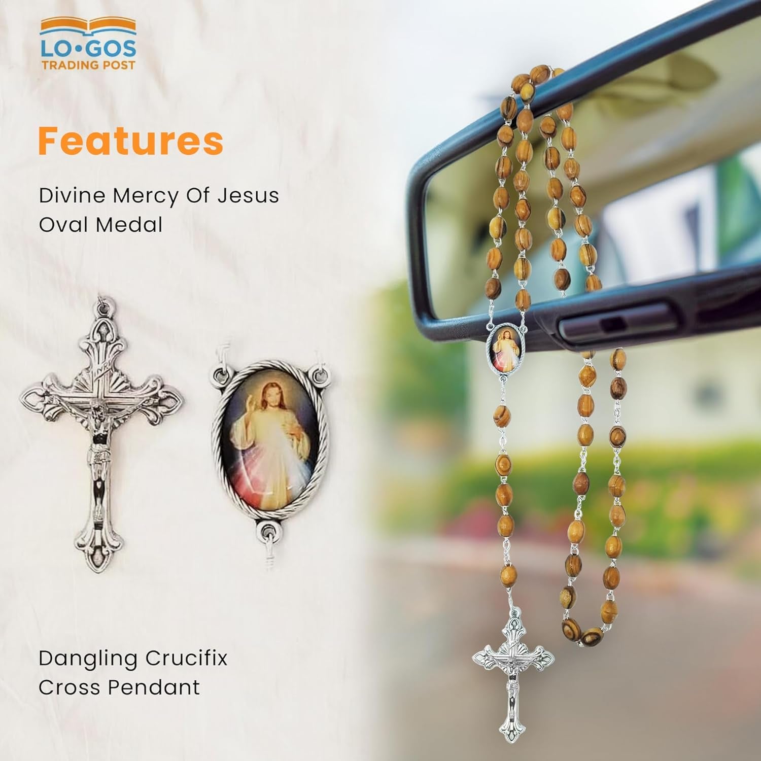 Olive Wood Catholic Rosary – Divine Mercy & Crucifix from Israel