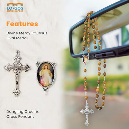 Olive Wood Catholic Rosary – Divine Mercy & Crucifix from Israel