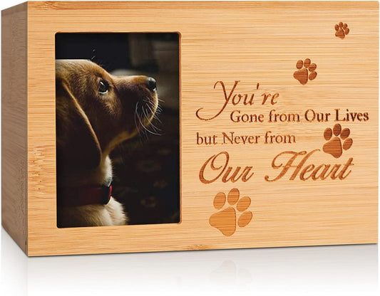 Wooden Dog Urn – Pet Ashes Photo Memorial