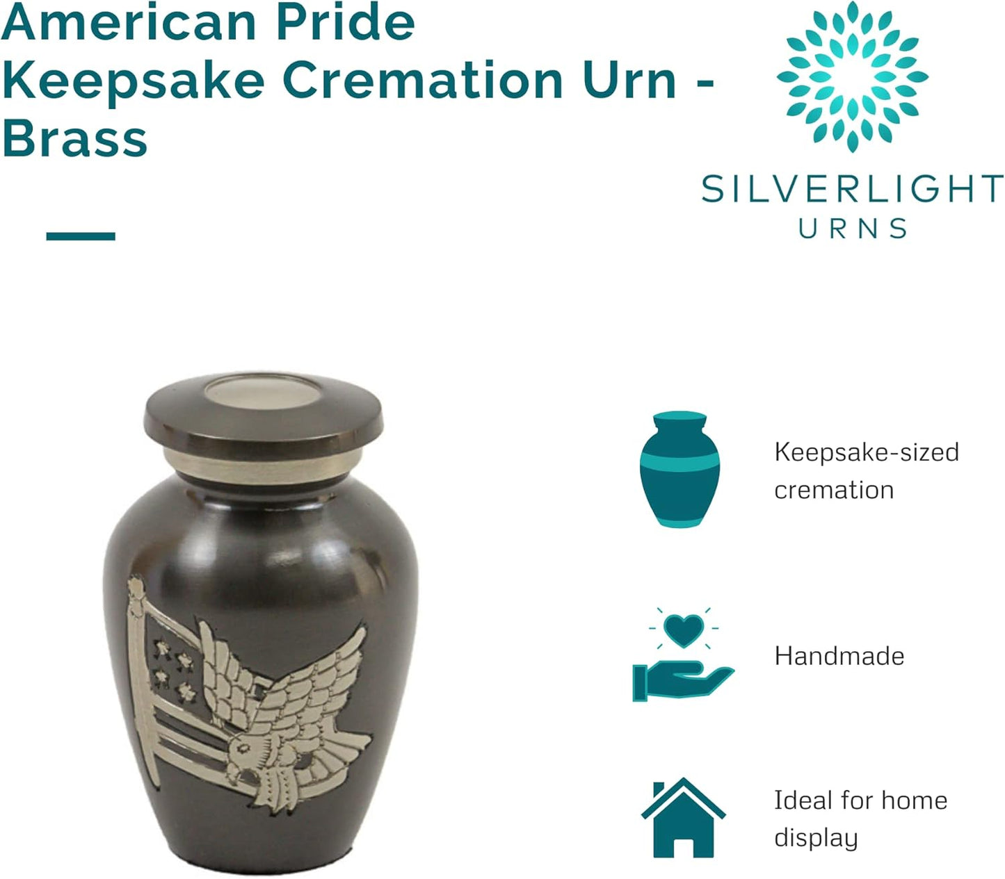 Patriotic Mini Urn for Ashes – Gray & Brass 