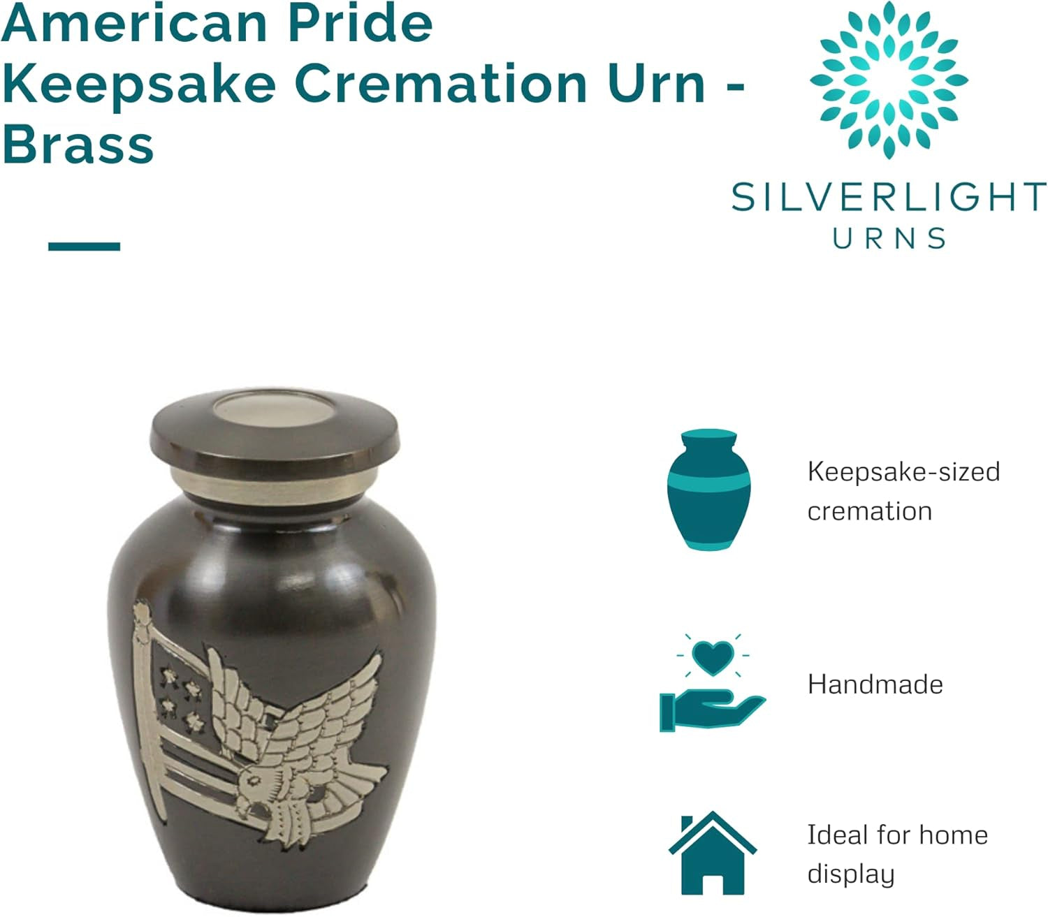 Patriotic Mini Urn for Ashes – Gray & Brass 