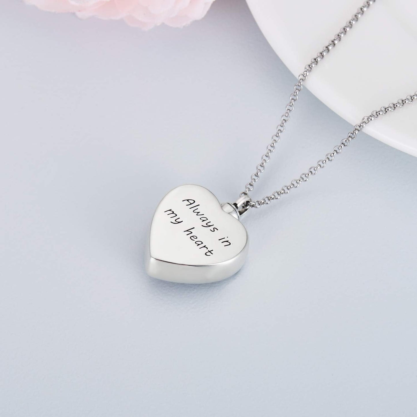 Flower Heart Urn Necklace – Sterling Silver Ash Keepsake with Filler Kit