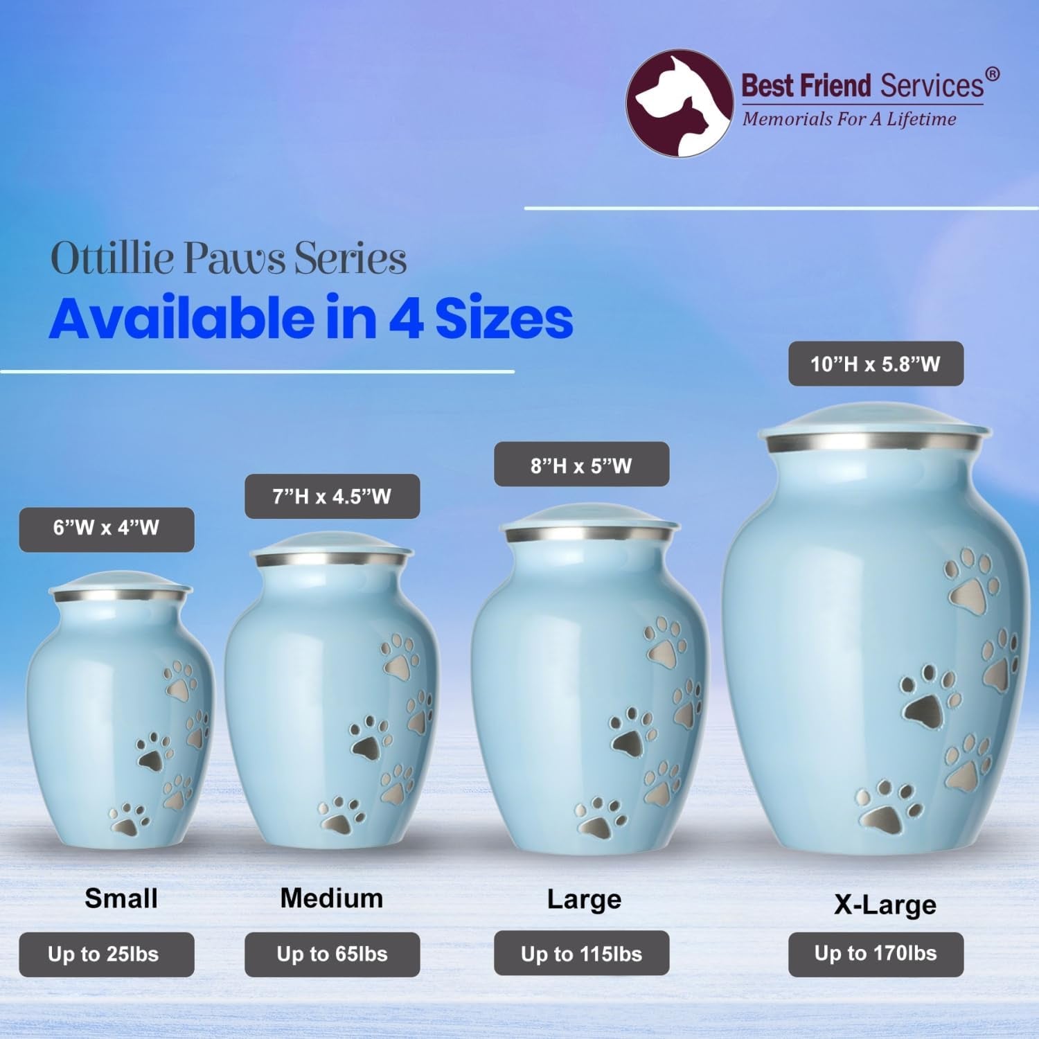 Ottillie Paws Pet Urn – Hand-Carved Aluminum Keepsake for Pets Ashes