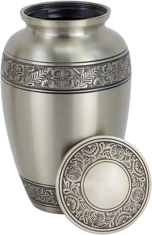 Coronet Pewter Brass Cremation Urn – Adult Size, 9.75” High
