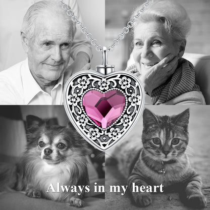 Flower Heart Urn Necklace – Sterling Silver Ash Keepsake with Filler Kit