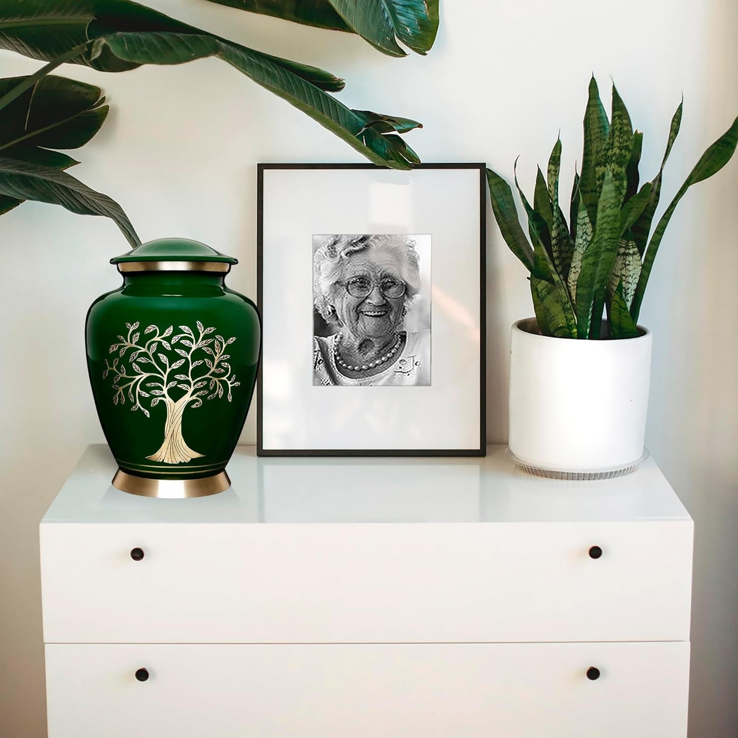 Tree of Life Cremation Urn – Large Green Burial Urn for Adults