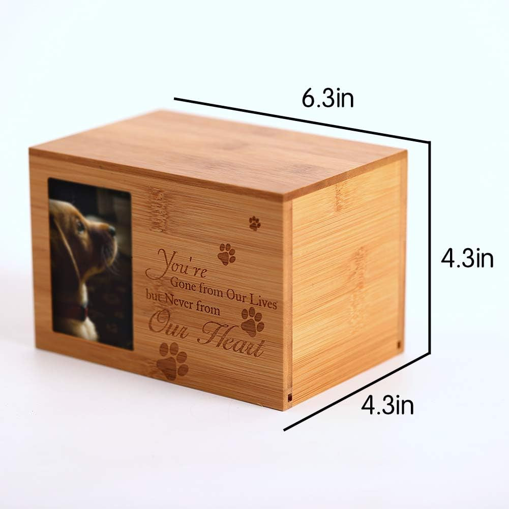 Wooden Dog Urn – Pet Ashes Photo Memorial